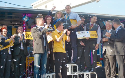 Das Team Budapest erklomm als Sieger der 1. Straßenbahner-EM das Siegerpodest. Foto: Möller