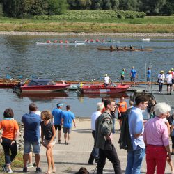 Neuer Teilnahmerekord: 96 Viererboote mit 384 Hobbyruderern hatten sich für die Wettkämpfe zur Benefizregatta „Rudern gegen Krebs“ am 3. September angemeldet. Bei strahlendem Sonnenschein wurde um Siege und Platzierungen gewetteifert, angefeuert von zahlreichen Zuschauern. Diese nutzten auch die Informationsangebote rund um das Thema Krebs- und Gesundheitsvorsorge, verbunden mit einem Bühnenprogramm. Foto: Pohl