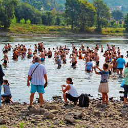 Ein Blick ins Archiv: Bereits 2015 erfreute sich das Elbeschwimmen größter Beliebtheit. Foto: Pohl