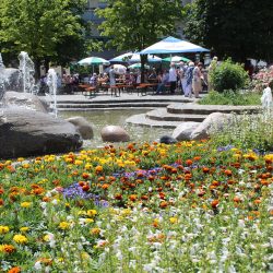 Feiern rund um den Findlingsbrunnen hat Tradition. Foto: Pohl