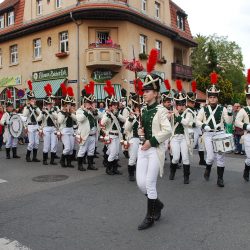 Der Radeberger Spielmannszug »Sächsisches Infanterieregiment Prinz Friedrich August von Sachsen von 1810« führte 2017 den Festumzug an. Foto: PR