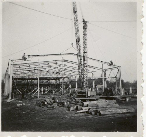 Bau der Loksporthalle 1955. Foto: Archiv Karl Schreiber