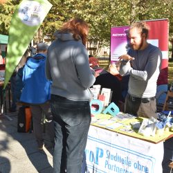 Mit Infoständen wie hier bei den Interkulturellen Tagen versucht StoP, auf das Thema Partnergewalt aufmerksam zu machen. Foto: Möller