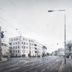 So sehen die ersten Vorstellungen zum Mehrfamilienhaus an der Wehlener Straße/Ludwig-Hartmann-Straße aus. Entwurf: h.e.i.z.Haus, Visualisierung: lindenkreuz-eggert