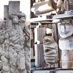 Die im Lapidarium eingelagerten Gorbitzer Kunstwerke „Bauarbeiter“ (im Bild links) und „Das kleine Zeichen“ kehren bald an ihren Platz zurück. Fotos: Mathias Körner