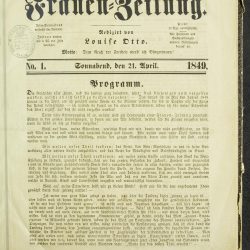 Die erste sächsische Frauenzeitung. Repro: SLUB Dresden