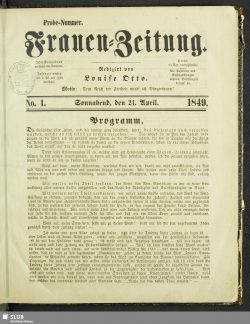Die erste sächsische Frauenzeitung. Repro: SLUB Dresden