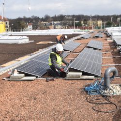 Im Betriebshof Trachenberge sind Ende März zwei neue Carports für die Straßenbahnen fertiggestellt worden. Foto: Möller