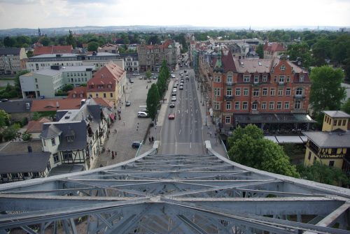 Blick vom Blauen Wunder auf den Schillerplatz. Foto: Dr. Hasse