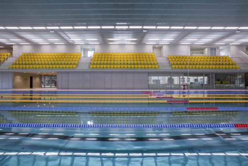 Blick in die neu gebaute Halle 1 des Schwimmsportkomplexes. Foto: Dresdner Bäder GmbH