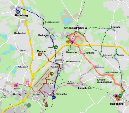 Karte des Busnetzes für den Dresdner Norden. Grafik: DVB
