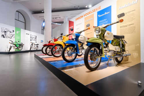Blick in die Ausstellung: Legendäre Mopeds aus Suhl. Fotos: Frank Grätz/Verkehrsmuseum