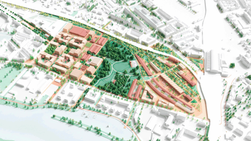 Der ausgezeichnete Siegerentwurf. Visualisierung: Architektengemeinschaft KOPPERROTH Architektur & Stadtumbau PartGmbB mit Fabulism GbR und Station C23