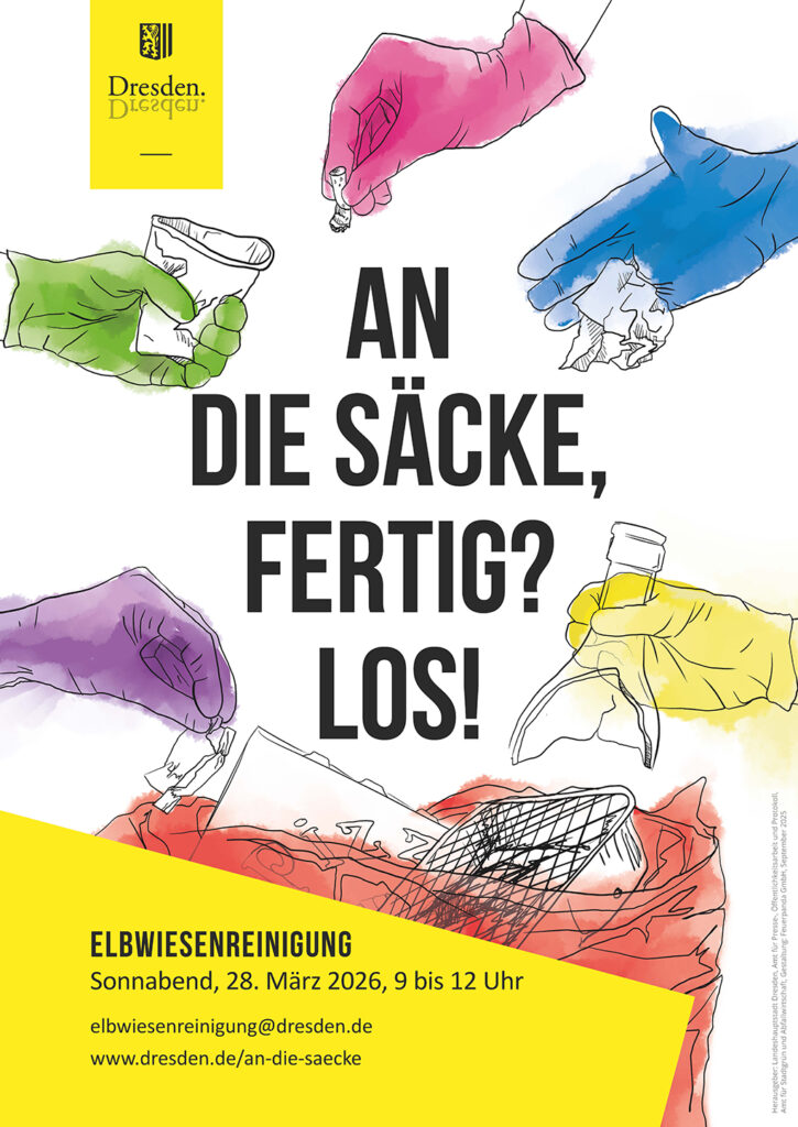 Am 28. März: Handschuhe an, Sack schnappen und ran an den Müll. Plakat: LHD