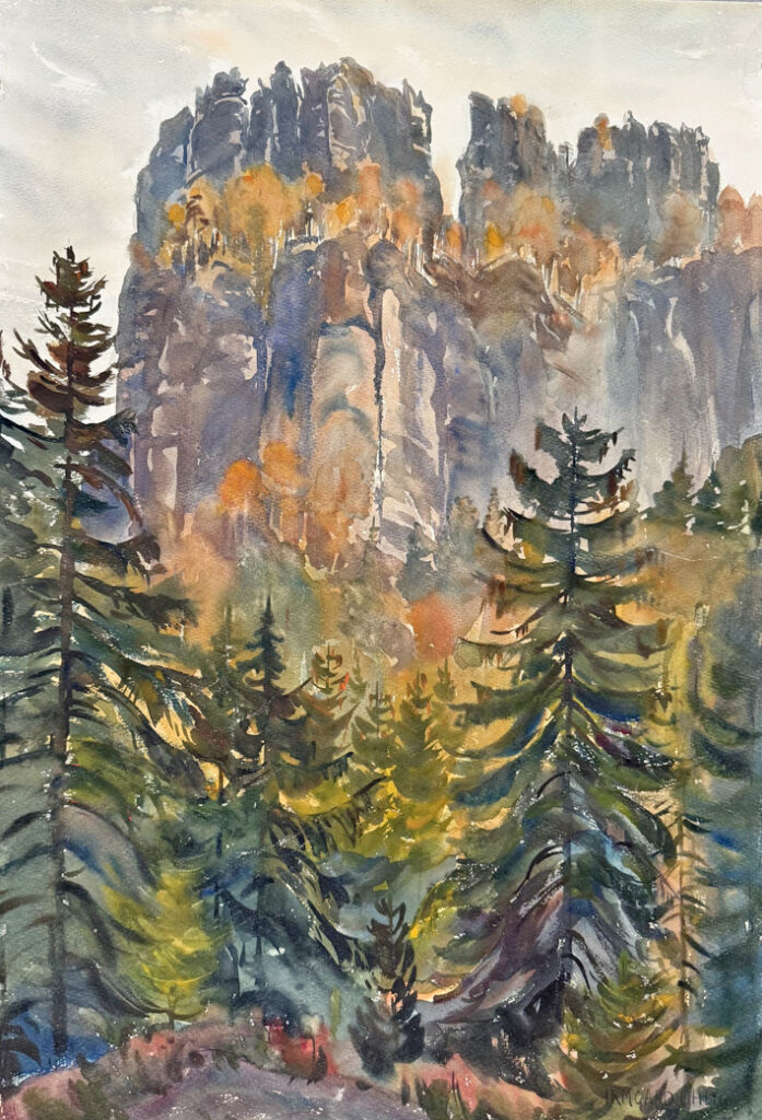 Hoher Torstein im Herbst, gemalt von Irmgard Uhlig. Foto: Stiftung „Kunst & Berge“